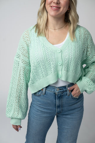 Mint Cropped Cardigan