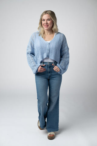 Sky Blue Cropped Cardigan
