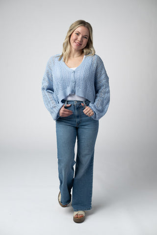 Sky Blue Cropped Cardigan