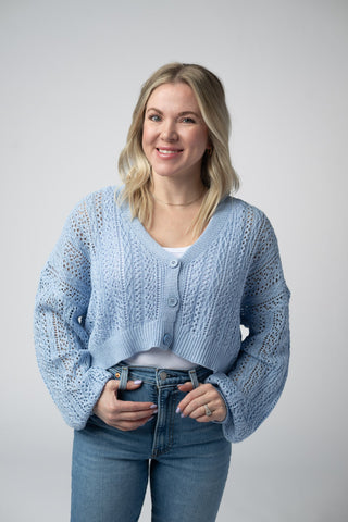 Sky Blue Cropped Cardigan