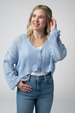 Sky Blue Cropped Cardigan