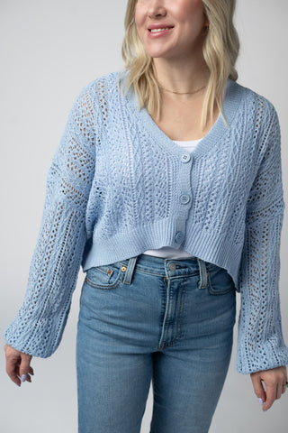 Sky Blue Cropped Cardigan