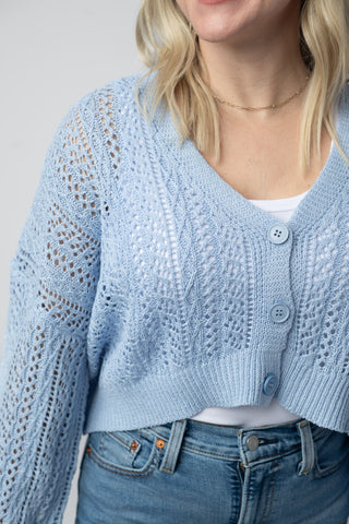 Sky Blue Cropped Cardigan