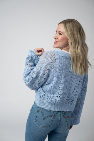 Sky Blue Cropped Cardigan
