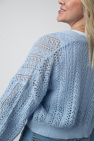 Sky Blue Cropped Cardigan