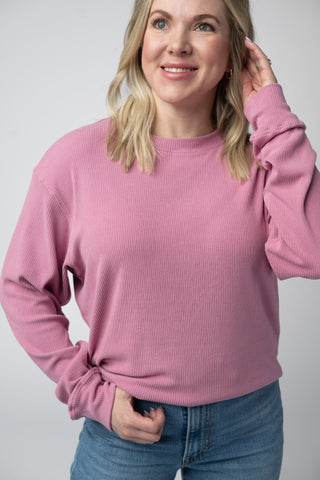 Rose Ribbed Pullover