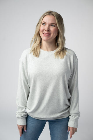 Light Heather Grey Ribbed Pullover