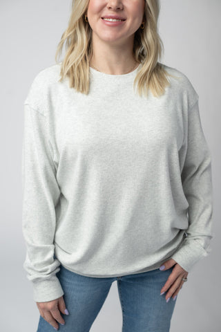 Light Heather Grey Ribbed Pullover