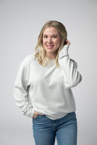 Light Heather Grey Ribbed Pullover