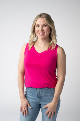Hot Pink Relaxed Fit V-Neck Tank