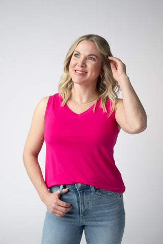 Hot Pink Relaxed Fit V-Neck Tank