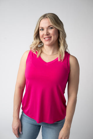 Hot Pink Relaxed Fit V-Neck Tank