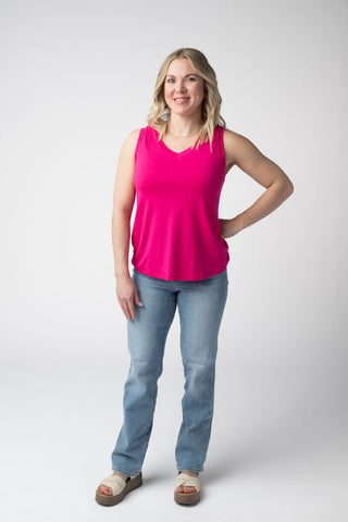 Hot Pink Relaxed Fit V-Neck Tank
