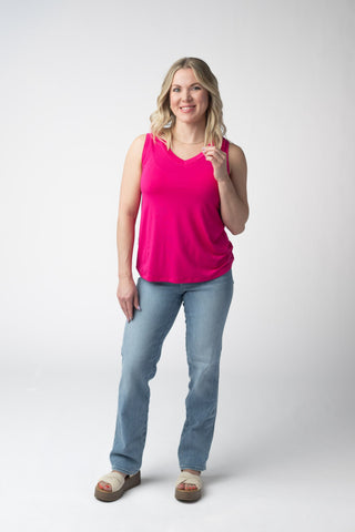 Hot Pink Relaxed Fit V-Neck Tank