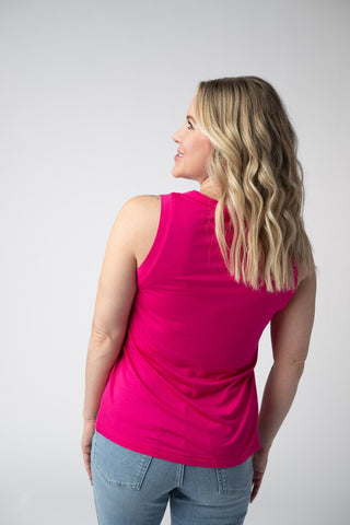 Hot Pink Relaxed Fit V-Neck Tank