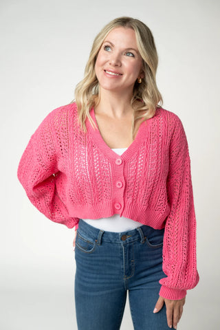Pink Cropped Cardigan