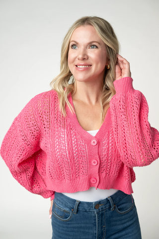 Pink Cropped Cardigan