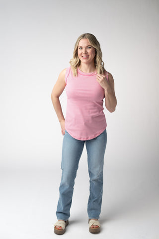 Micro Striped Tank in Pink