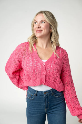 Pink Cropped Cardigan