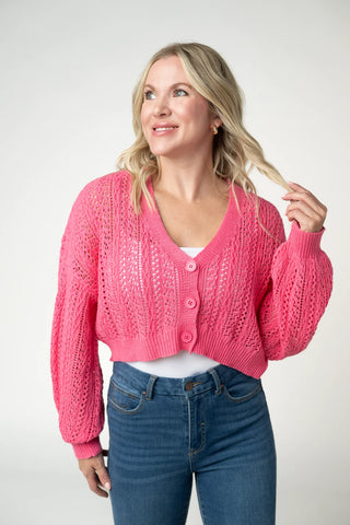 Pink Cropped Cardigan