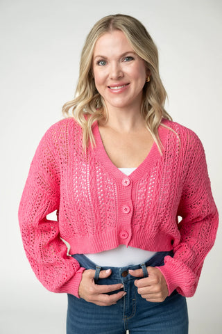 Pink Cropped Cardigan