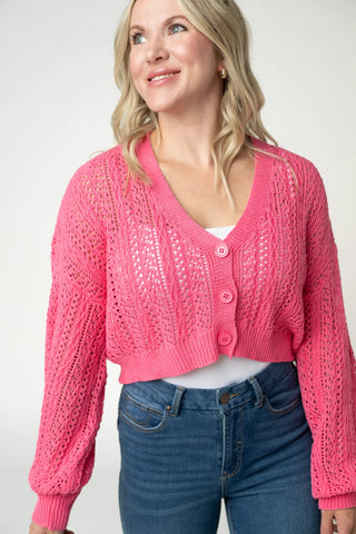 Pink Cropped Cardigan