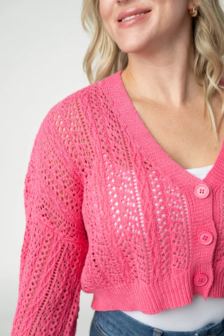 Pink Cropped Cardigan
