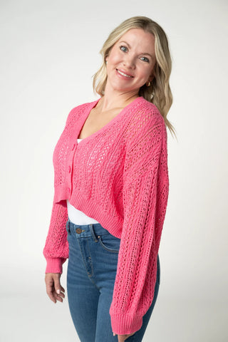 Pink Cropped Cardigan