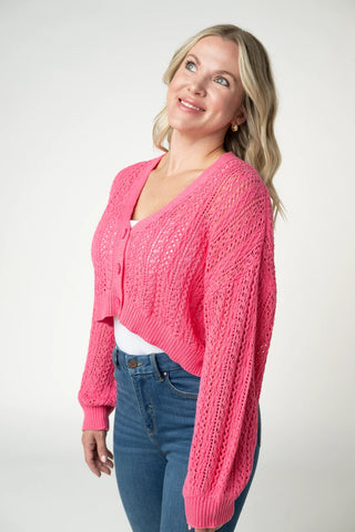 Pink Cropped Cardigan