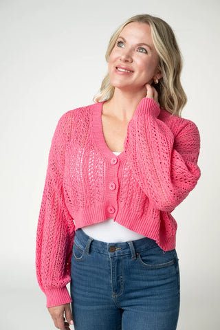 Pink Cropped Cardigan