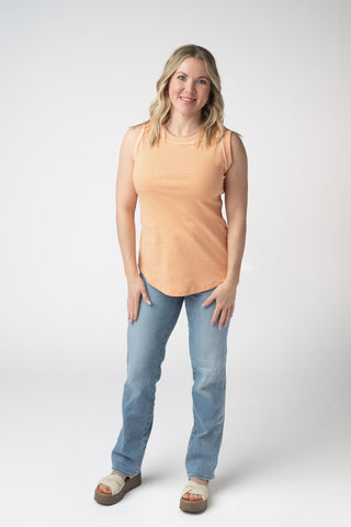 Micro Striped Tank in Orange