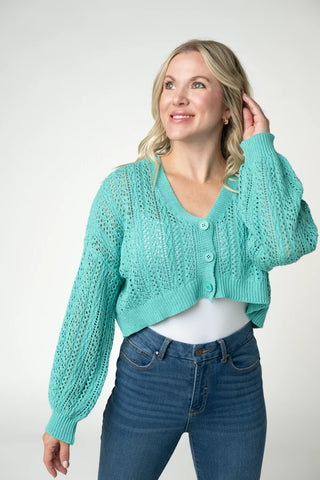 Aqua Cropped Cardigan