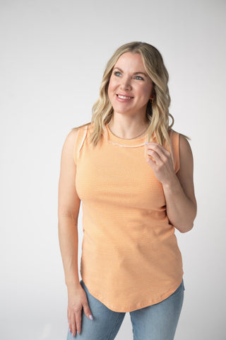 Micro Striped Tank in Orange