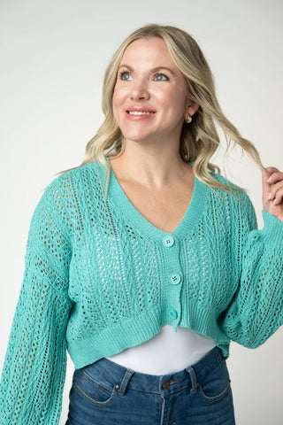 Aqua Cropped Cardigan