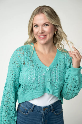 Aqua Cropped Cardigan