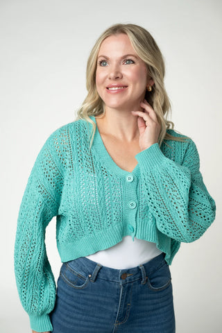 Aqua Cropped Cardigan