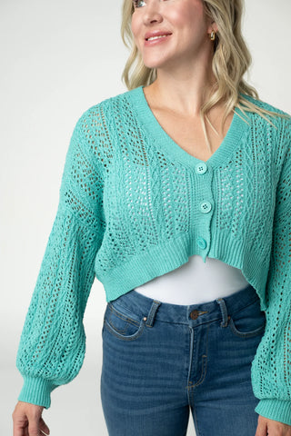 Aqua Cropped Cardigan