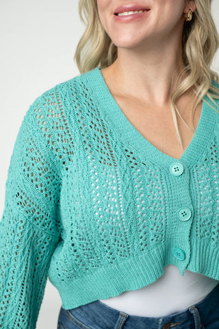 Aqua Cropped Cardigan