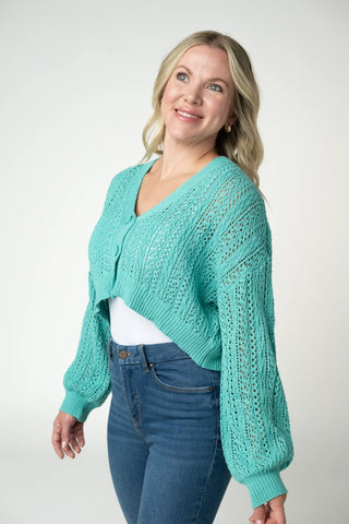 Aqua Cropped Cardigan