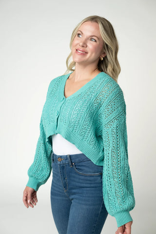 Aqua Cropped Cardigan