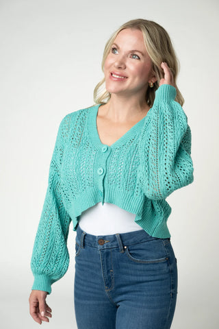 Aqua Cropped Cardigan
