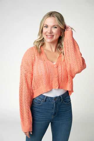Melon Cropped Cardigan