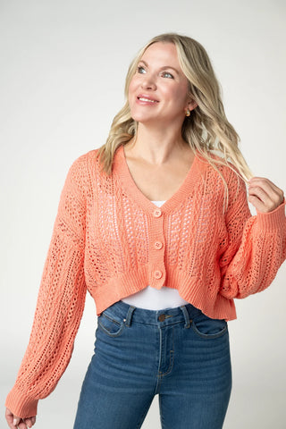 Melon Cropped Cardigan