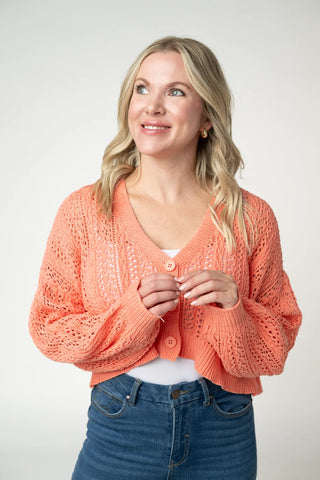 Melon Cropped Cardigan