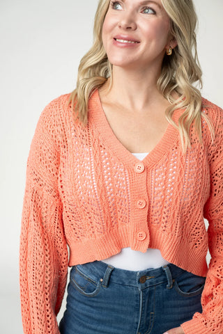 Melon Cropped Cardigan