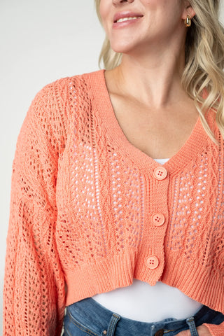 Melon Cropped Cardigan