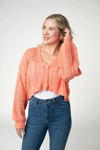 Melon Cropped Cardigan