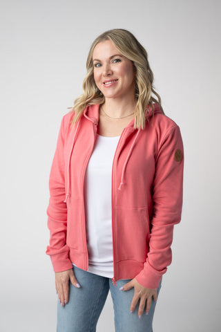 Sun Kissed Coral Full Zip Hoodie