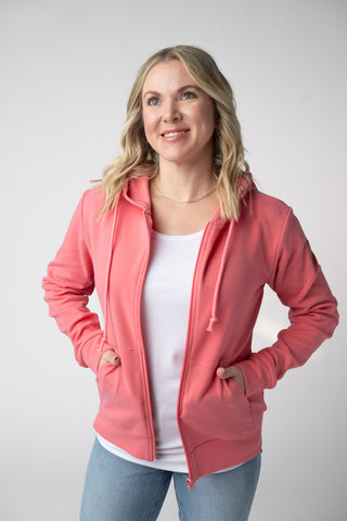 Sun Kissed Coral Full Zip Hoodie