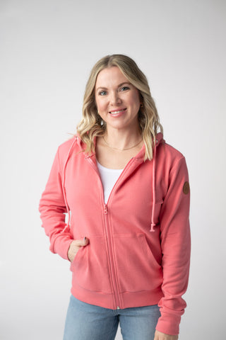 Sun Kissed Coral Full Zip Hoodie